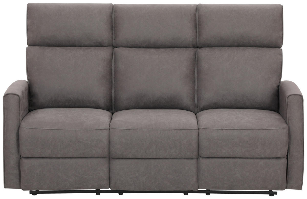 3-SITZER-SOFA Mikrofaser Grau  - Schwarz/Grau, KONVENTIONELL, Kunststoff/Textil (180/105/93cm) - Xora