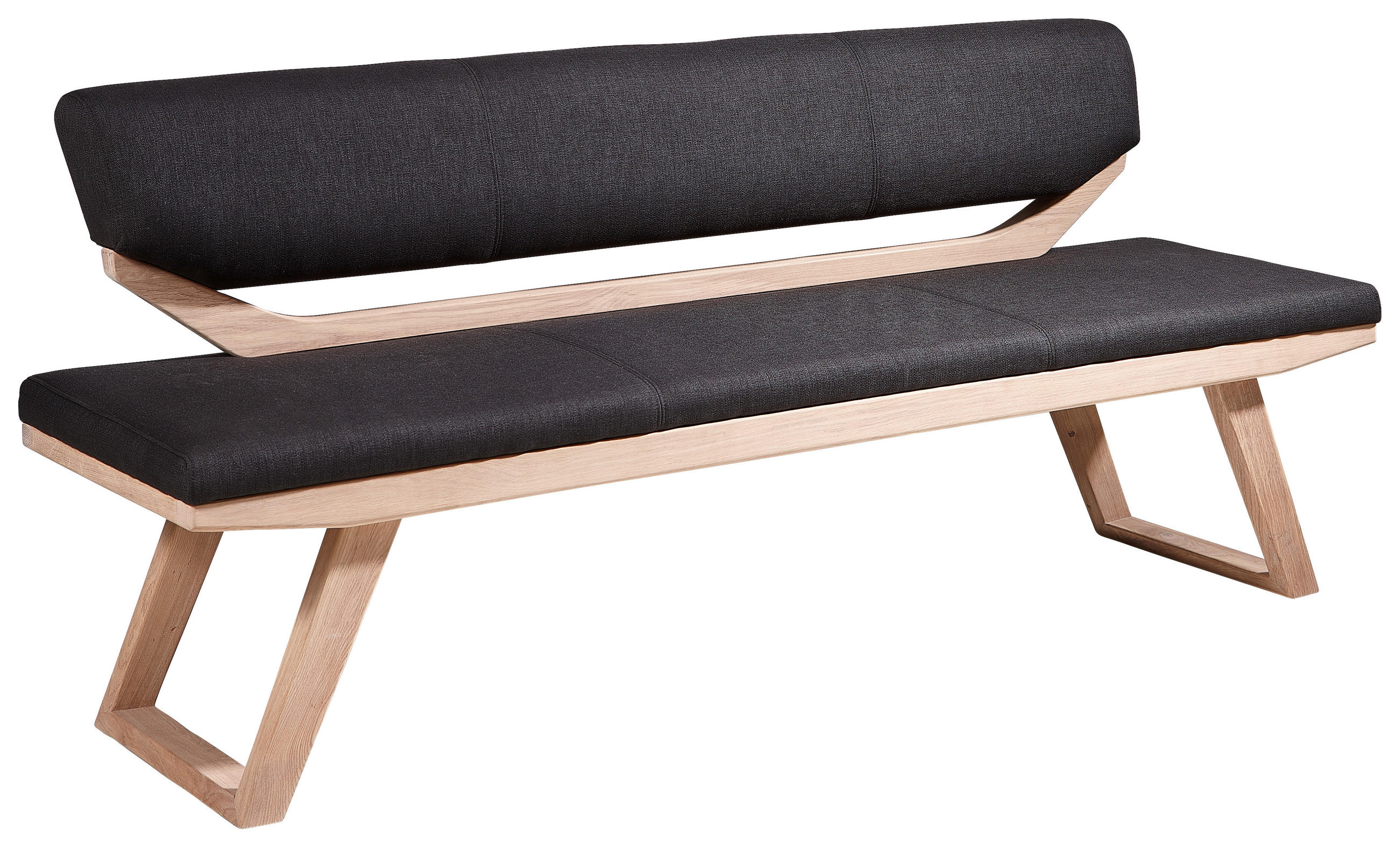 SITZBANK 190/81/56 cm Webstoff Anthrazit Holz - Eichefarben/Anthrazit, Natur, Holz/Textil (190/81/56cm) - Linea Natura