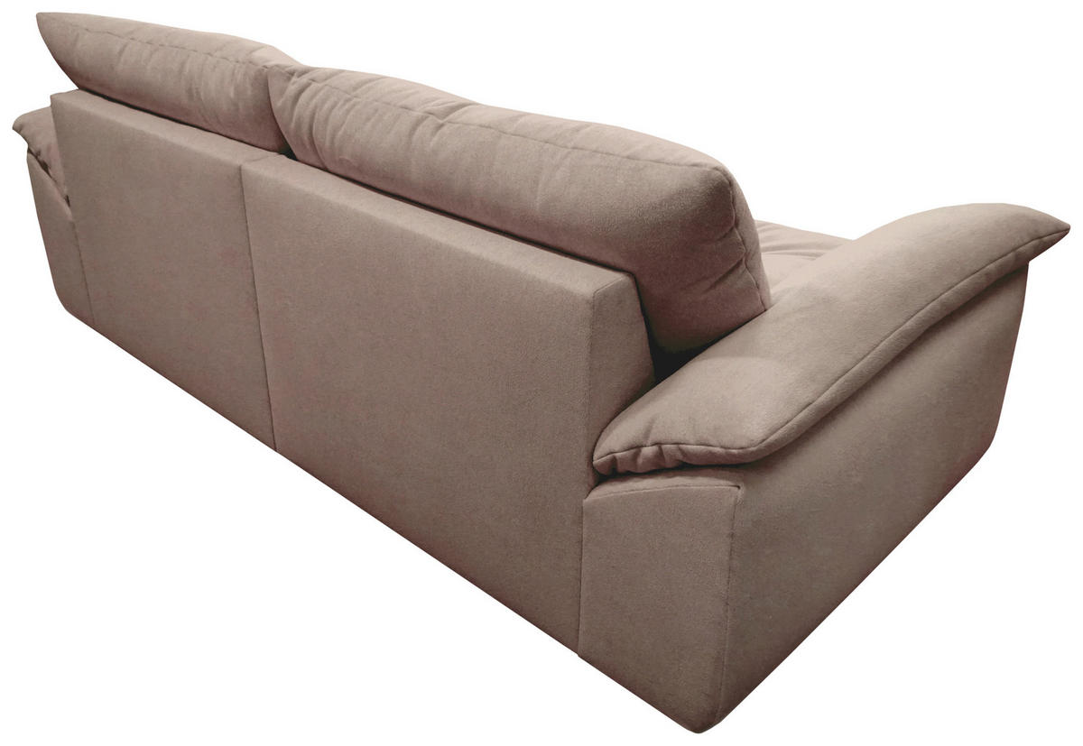 BIGSOFA Webstoff Beige  - Beige/Schwarz, KONVENTIONELL, Kunststoff/Textil (243/90,5/130cm) - Ambia Home