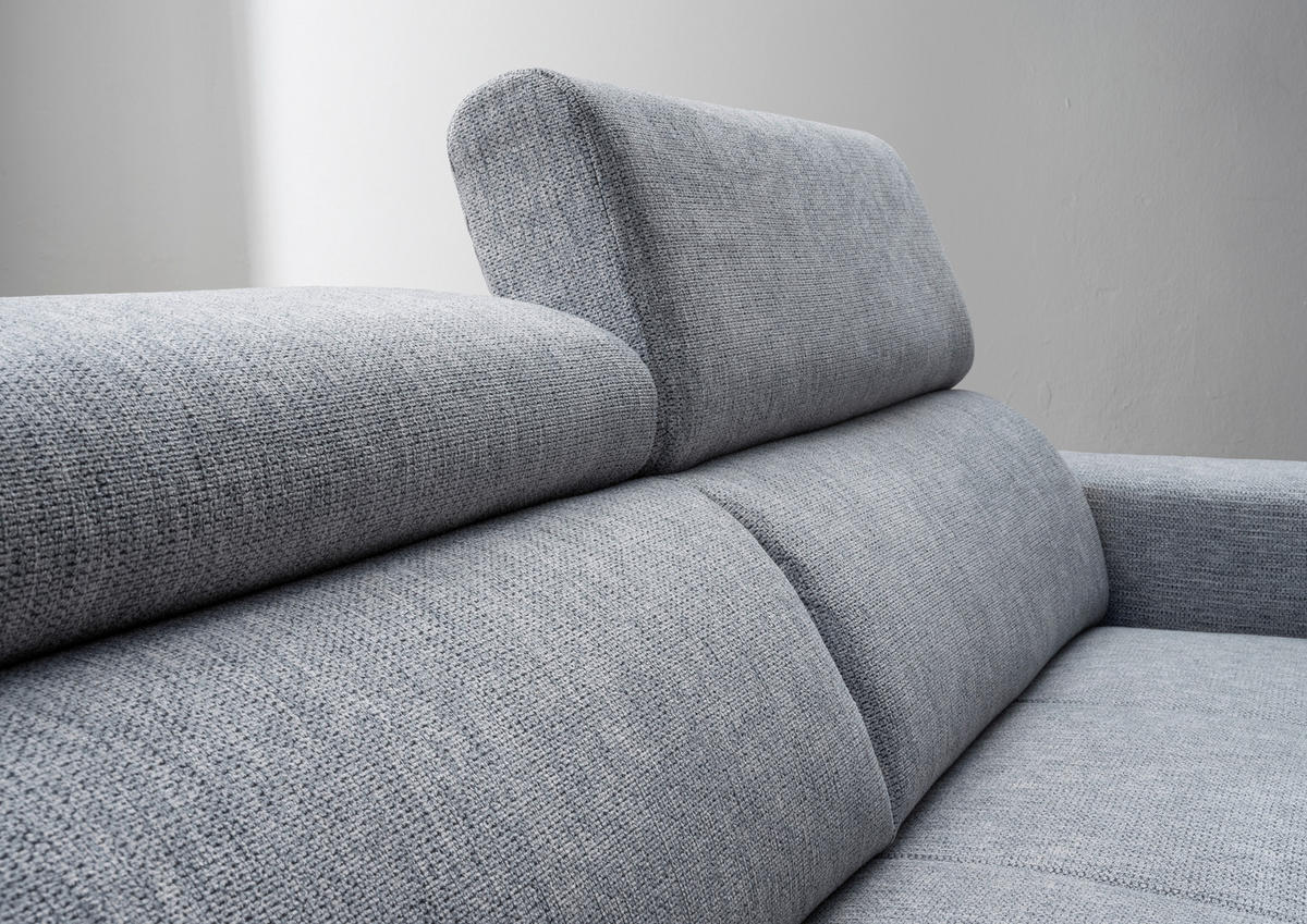 ECKSOFA Silberfarben Chenille  - Silberfarben/Schwarz, KONVENTIONELL, Textil/Metall (188/276cm) - Livetastic
