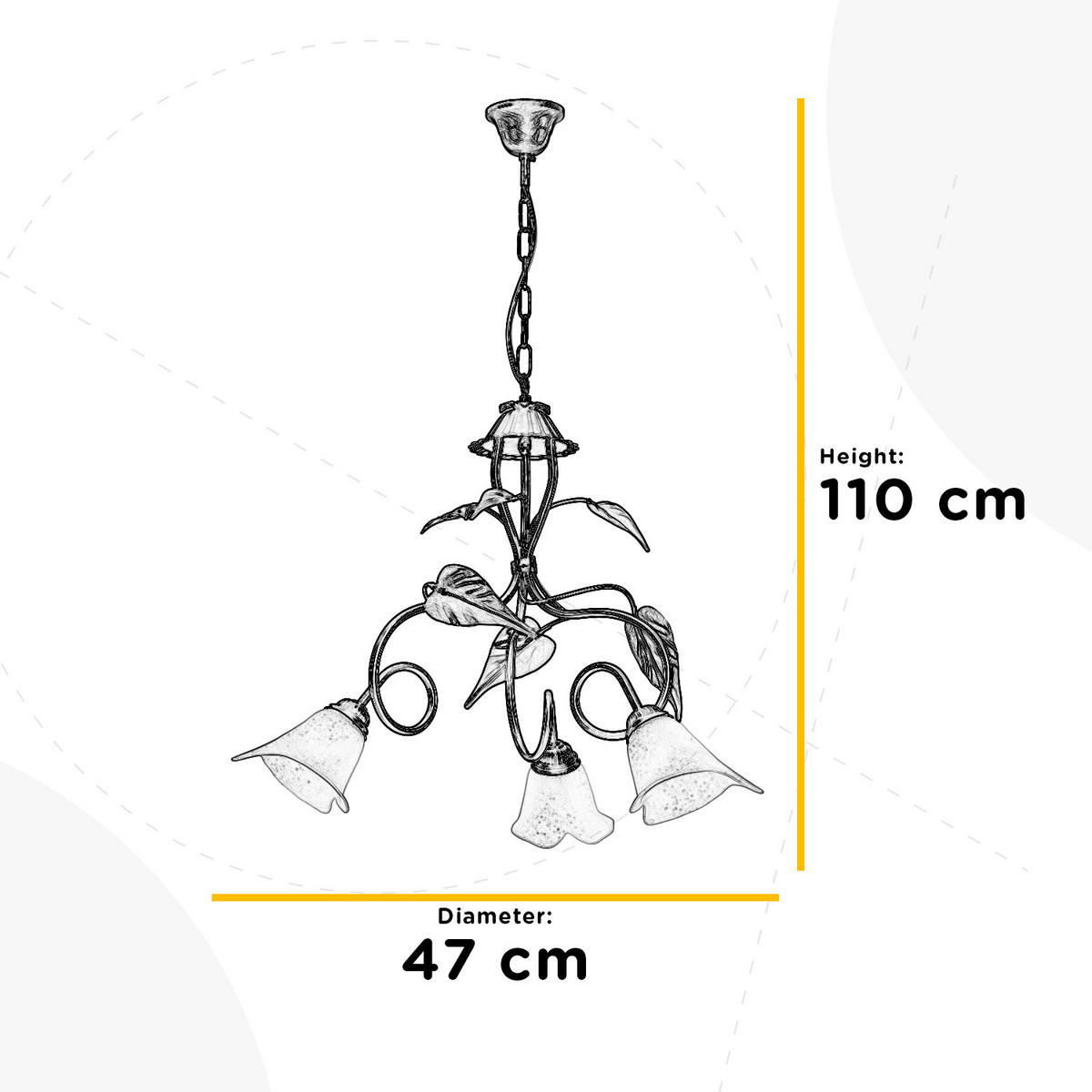 KRONLEUCHTER 40/110 cm   - Bronzefarben/Olivgrün, Natur, Glas/Metall (40/110cm)
