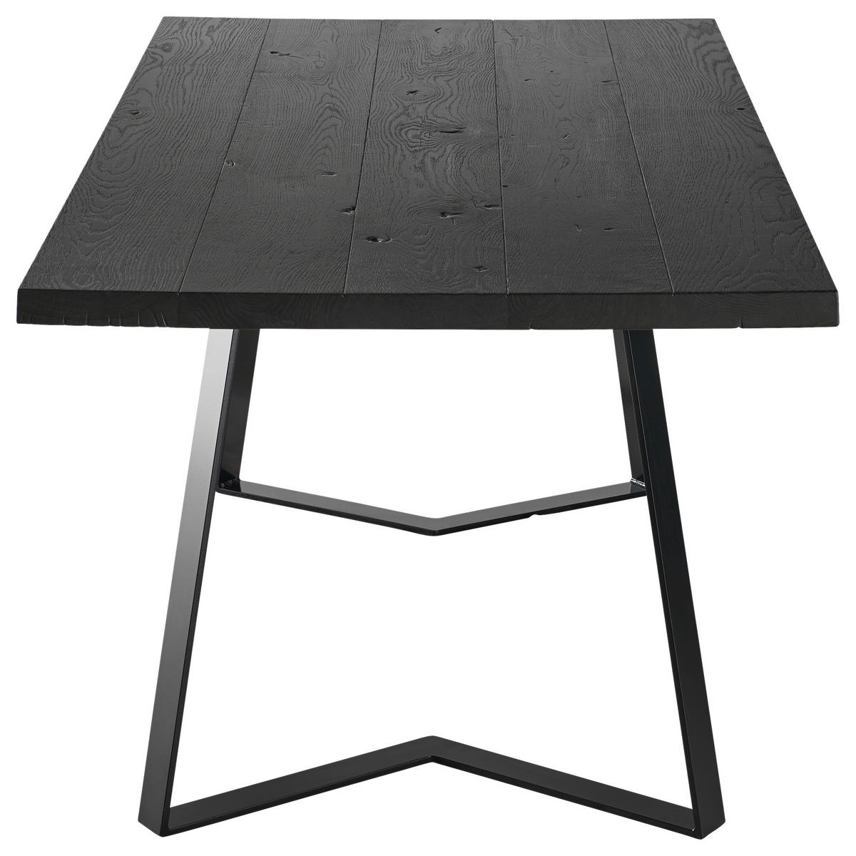 ESSTISCH Eiche massiv rechteckig Schwarz  - Schwarz, Design, Holz/Metall (180/100/76cm) - Musterring