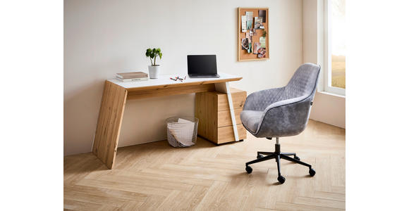 SCHREIBTISCH 166/60/75 cm in Weiß, Eiche Artisan - Schwarz/Eiche Artisan, Design, Holzwerkstoff/Kunststoff (166/60/75cm) - Cantus