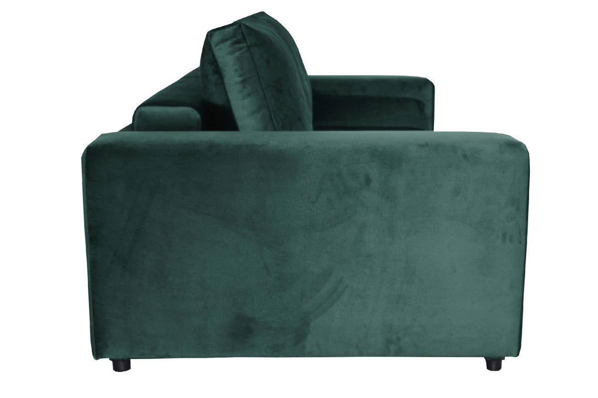 BIGSOFA in Velours Grün  - Schwarz/Grün, Design, Kunststoff/Textil (256/88/120cm) - home24