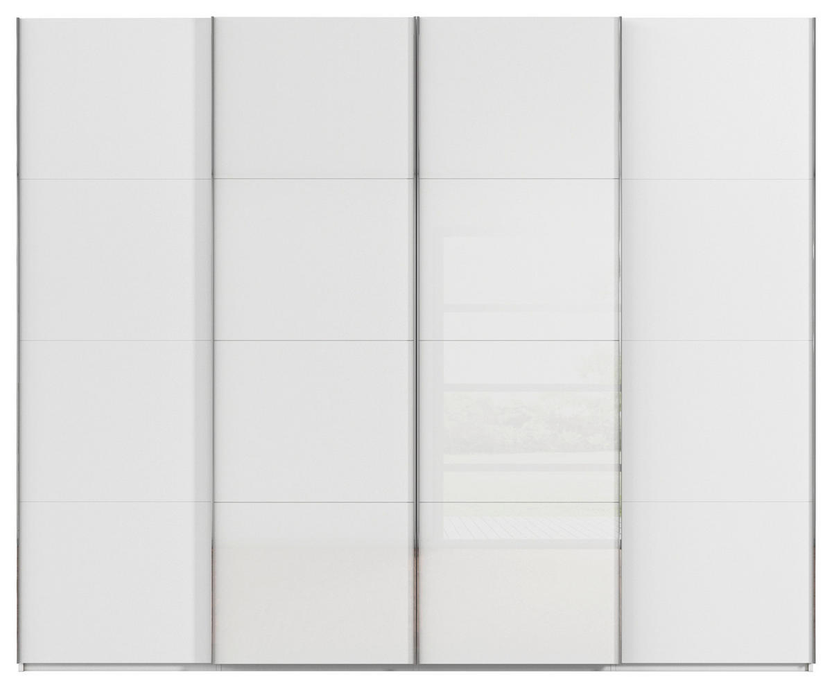 SCHWEBETÜRENSCHRANK 271/223/68 cm 4-türig Weiß  - Chromfarben/Weiß, KONVENTIONELL, Glas/Holzwerkstoff (271/223/68cm) - Novel