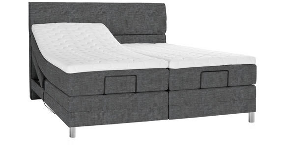 BOXSPRINGBETT 180/200 cm in Grau - Chromfarben/Grau, KONVENTIONELL, Kunststoff/Textil (180/200cm) - Voleo