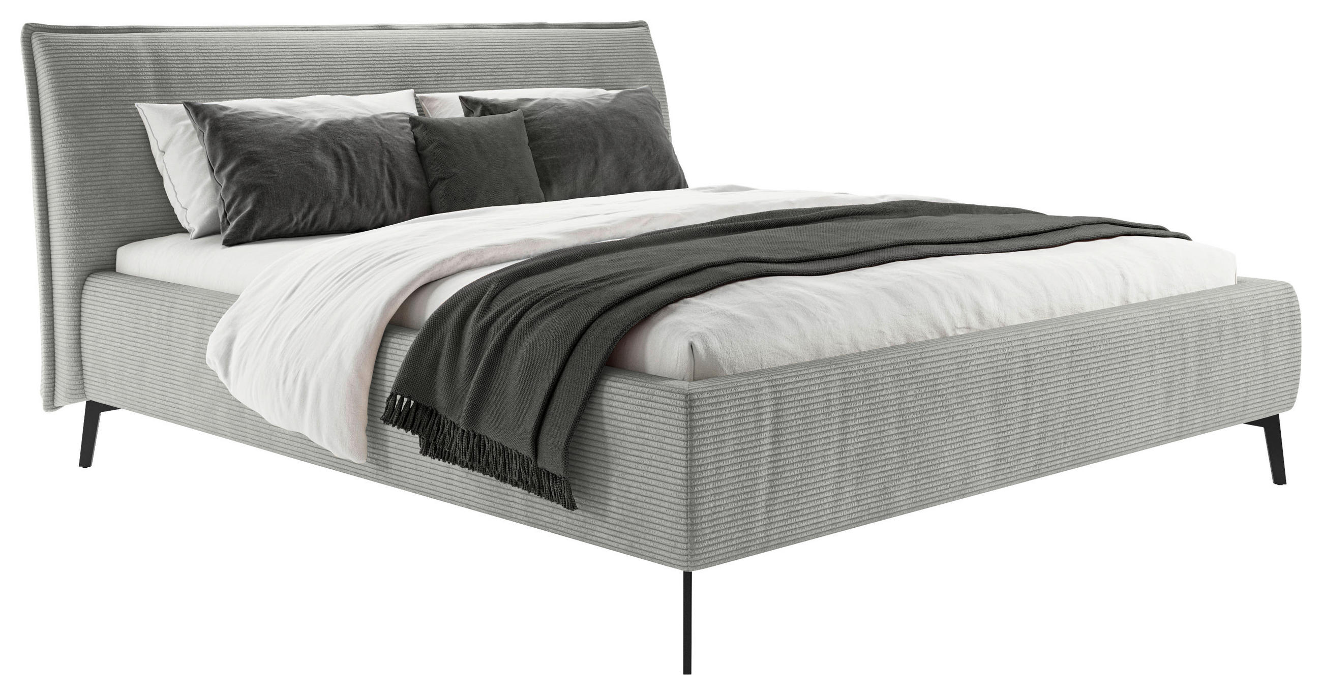 POLSTERBETT 180/200 cm  in Graubraun  - Graubraun/Schwarz, Design, Textil/Metall (180/200cm) - Lomoco