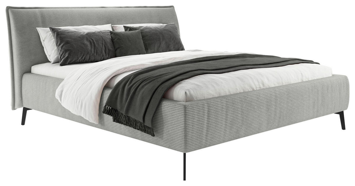 POLSTERBETT 180/200 cm  in Graubraun  - Graubraun/Schwarz, Design, Textil/Metall (180/200cm) - Lomoco