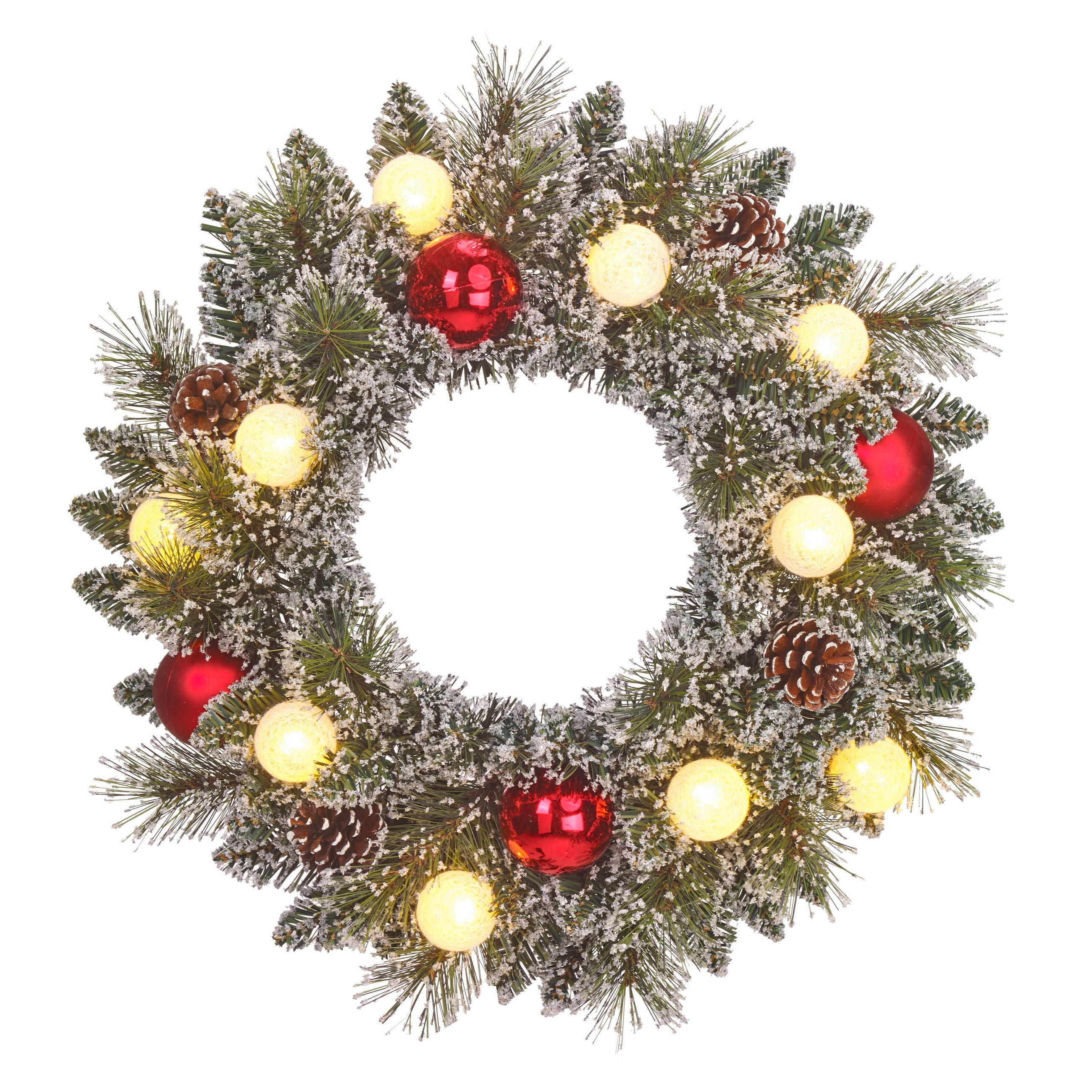 ADVENTNI VENČEK - zelena/bela, Basics, umetna masa (45/45/10cm) - X-Mas