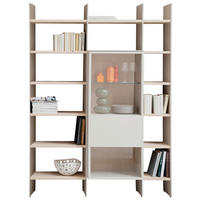 REGAL Eichefarben, Kaschmir  154/220,5/35-45 cm  - Kaschmir/Eichefarben, Design, Glas/Holz (154/220,5/35-45cm) - Schöner Wohnen