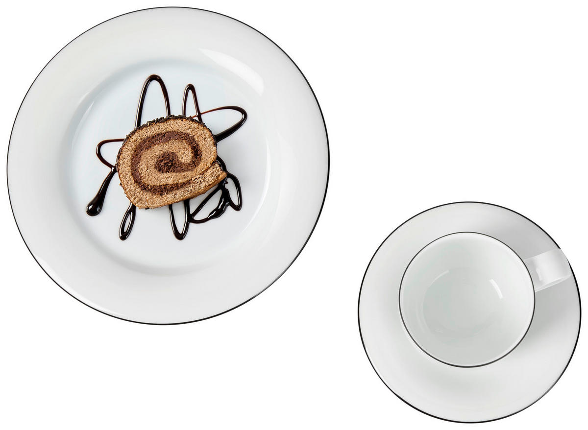 KÁVOVÁ SOUPRAVA porcelán keramika  - bílá/černá, Basics, keramika - Novel