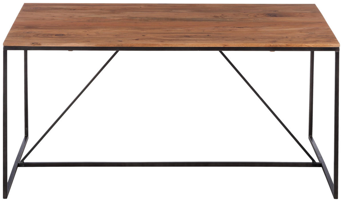 ESSTISCH Akazie massiv rechteckig Naturfarben, Schwarz, Akaziefarben  - Schwarz/Naturfarben, Design, Holz/Metall (180/95/76cm) - home24