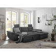 ECKSOFA in Mikrovelours Grau  - Schwarz/Grau, KONVENTIONELL, Kunststoff/Textil (275/170cm) - Carryhome