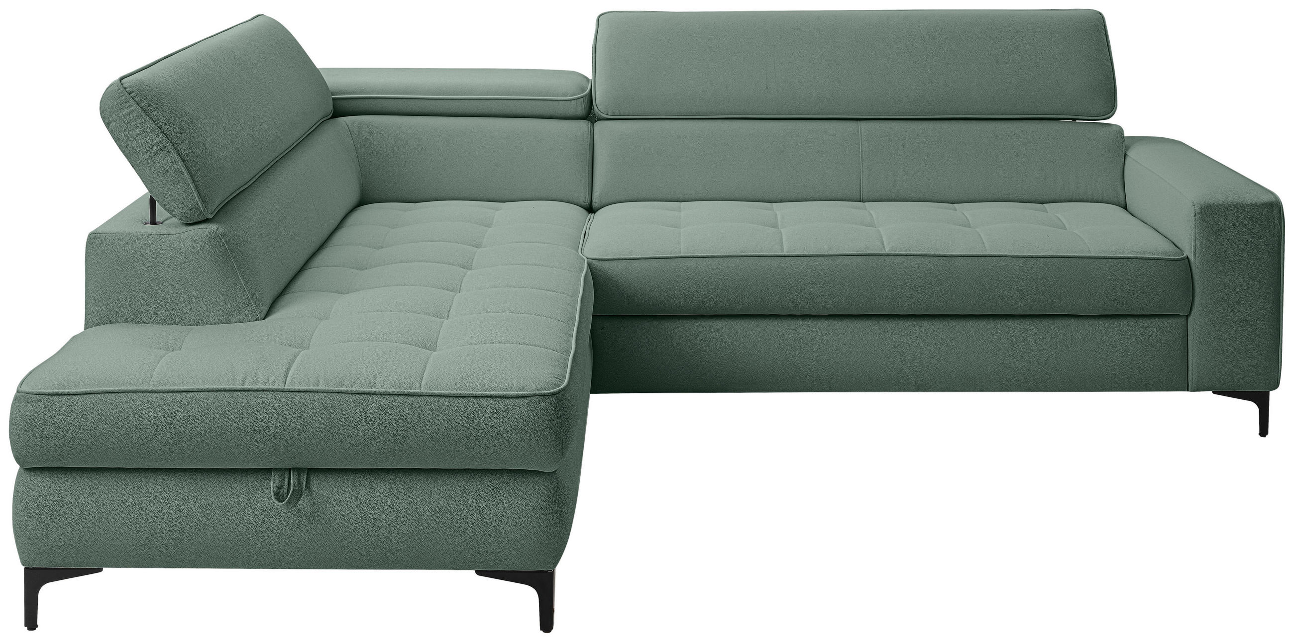 ECKSOFA  in Struktur Mintgrün  203/251 cm  - Schwarz/Mintgrün, Design, Textil/Metall (203/251cm) - MID.YOU