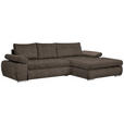 ECKSOFA in Flachgewebe Graubraun  - Chromfarben/Graubraun, Design, Kunststoff/Textil (294/173cm) - Carryhome