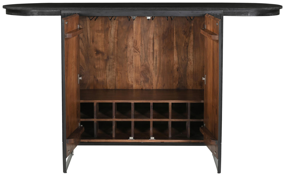 KONYHASZIGET 180/105/50 cm  - akáciaszínű/fekete, Design, fa/fém (180/105/50cm) - Livetastic