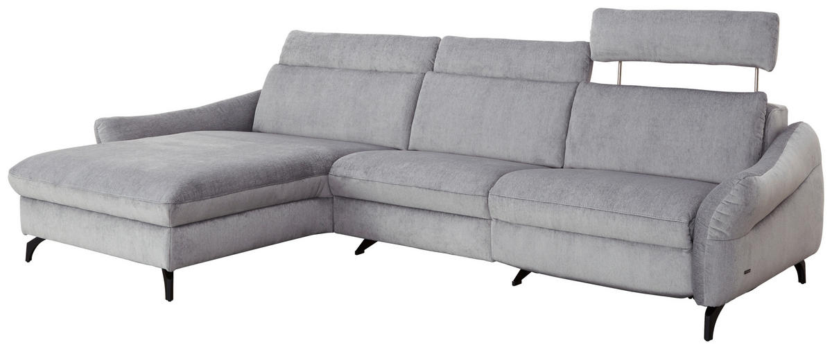 ECKSOFA in Chenille, Flachgewebe Hellgrau  - Anthrazit/Hellgrau, Design, Textil/Metall (179/306cm) - Himolla Komfortklass