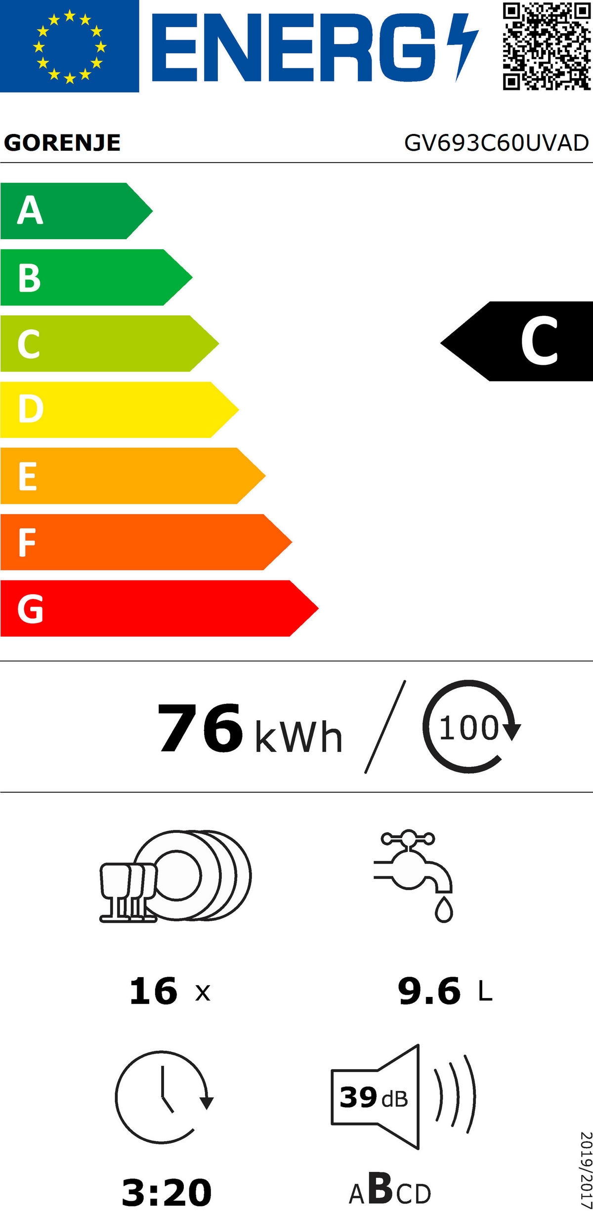 GESCHIRRSPÜLER GV693C60UVAD  - Schwarz, Basics, Kunststoff/Metall (59,8/81,6/55,5cm) - Gorenje