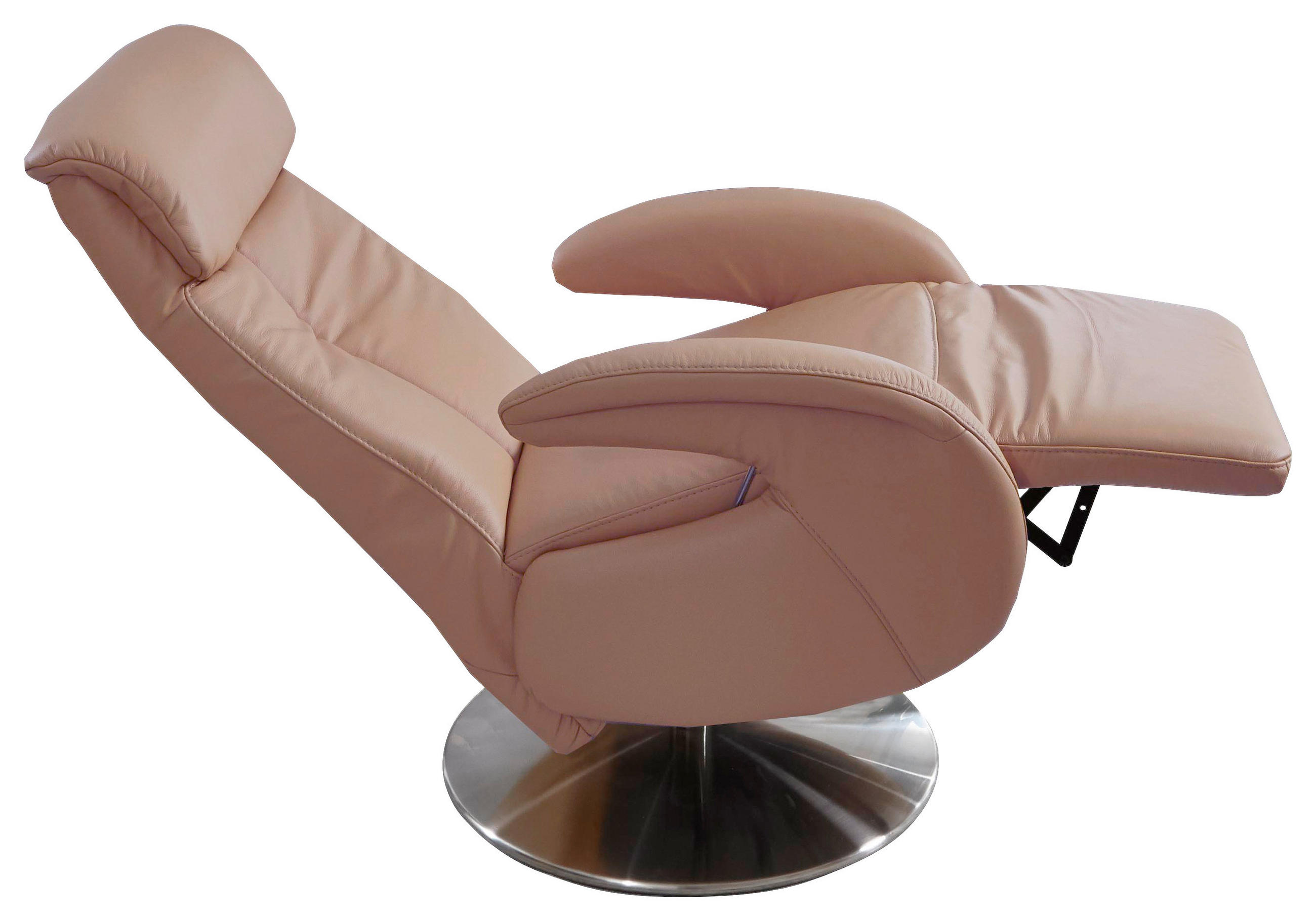 Thumbnail - Cantus Relaxsessel, Cappuccino, Leder, Echtleder, Color-Finish-Leder, 70x114x80 cm, Goldenes M, Fußauswahl, Lederauswahl...