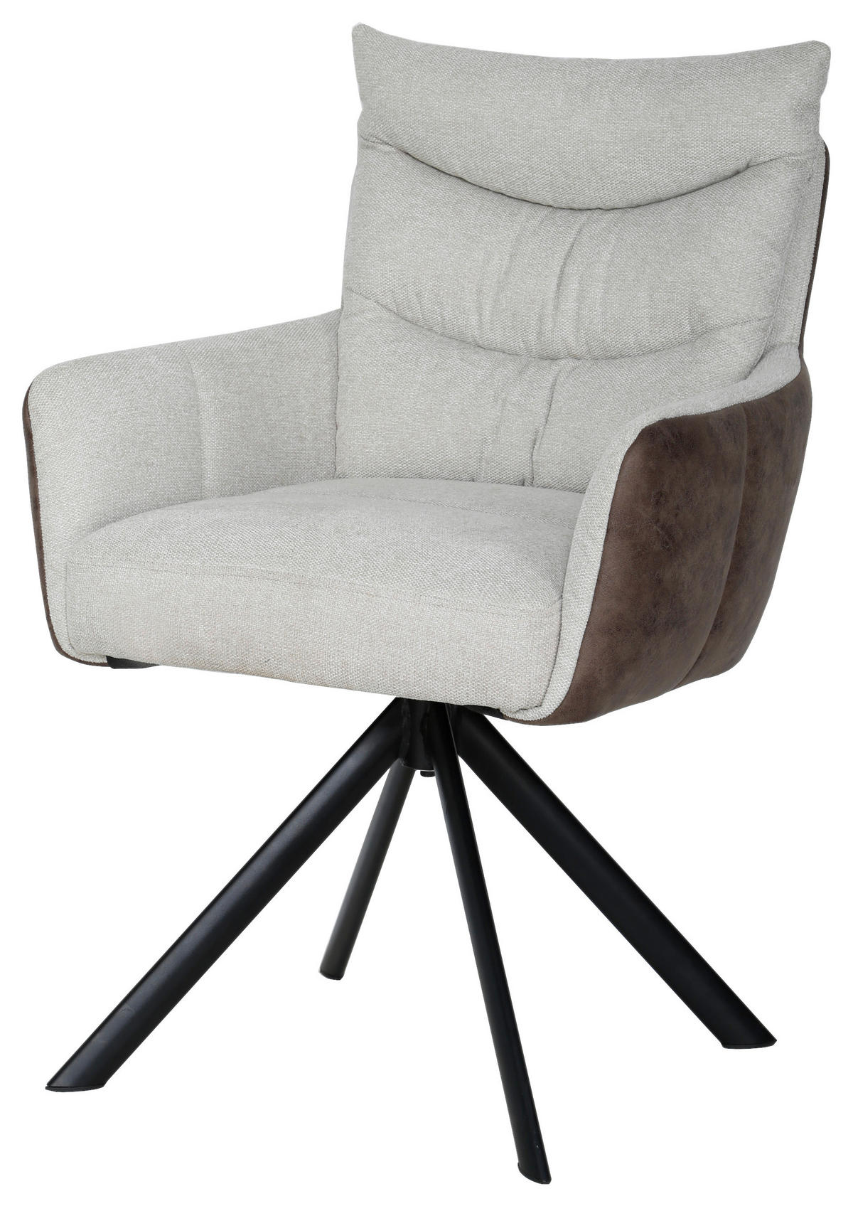 NASLANJAČ, kovina, tekstil naravne barve, črna  - črna/naravne barve, Design, kovina/tekstil (59/91/66cm) - Hom`in