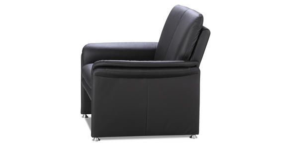 SESSEL Echtleder Schwarz - Silberfarben/Schwarz, KONVENTIONELL, Leder/Metall (85/88/87cm) - Cantus