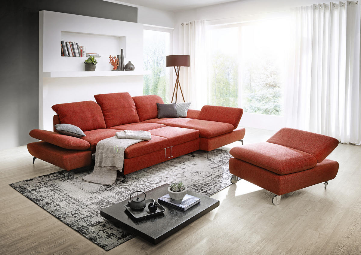 ECKSOFA in Chenille, Flachgewebe Grau  - Chromfarben/Grau, Design, Textil/Metall (200/315cm) - Chilliano