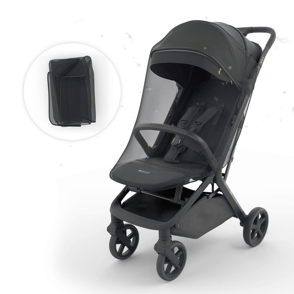 BUGGY Nubi 3  - Schwarz Hochglanz/Schwarz, Basics, Kunststoff/Textil (68,5/53/106,5cm) - Kinderkraft