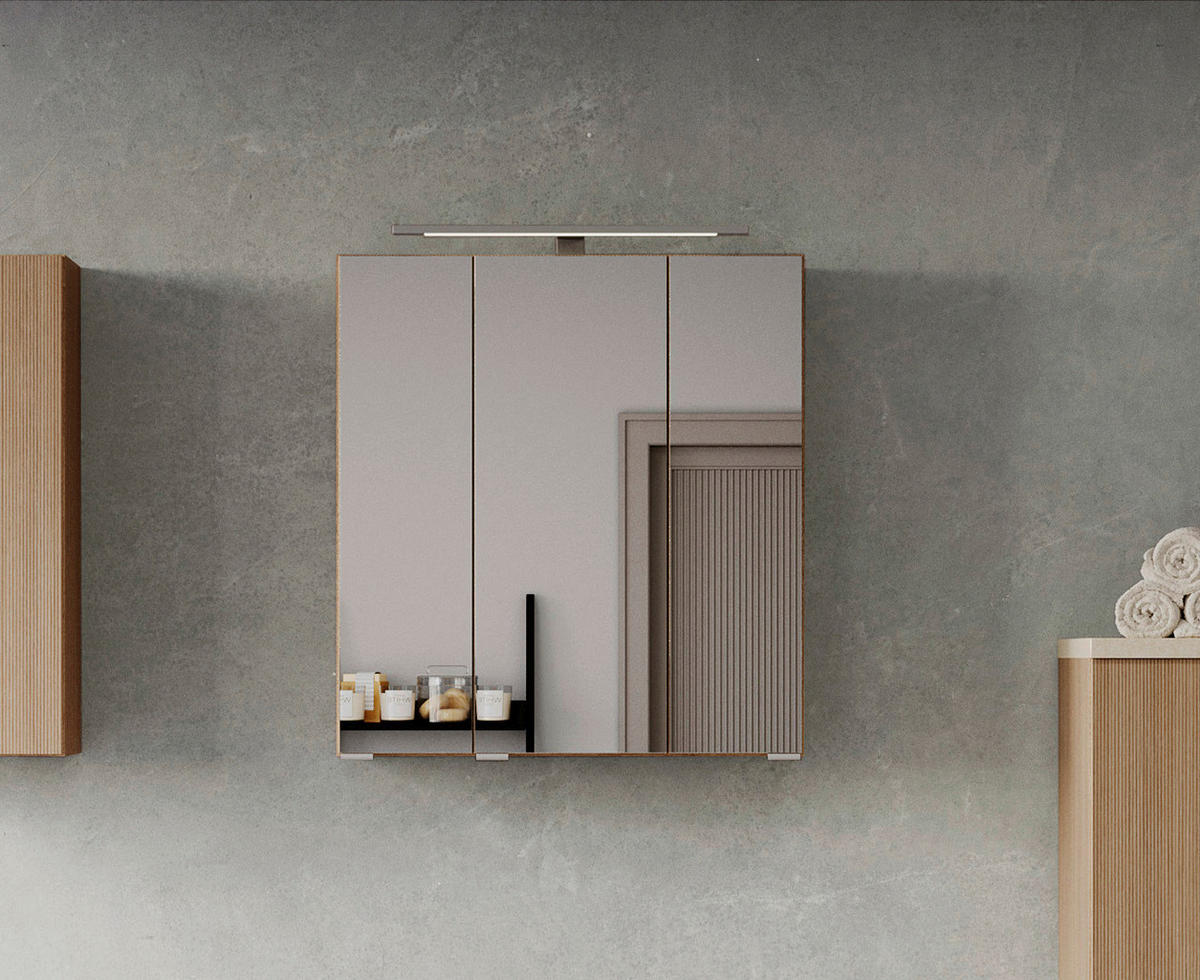 SPIEGELSCHRANK 60/64/20 cm  - Eichefarben/Silberfarben, KONVENTIONELL, Glas/Holzwerkstoff (60/64/20cm) - Xora