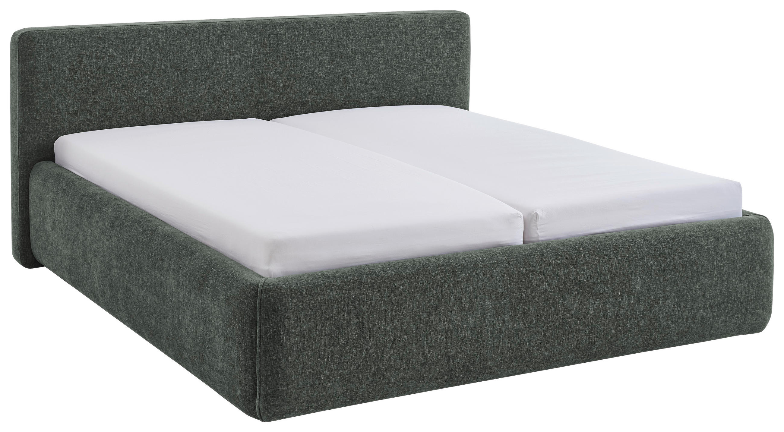 POLSTERBETT 180/200 cm,  in Grün, Bettkasten, Lattenroste,  - Birkefarben/Buchefarben, Design, Holz/Textil (180/200cm) - Xora