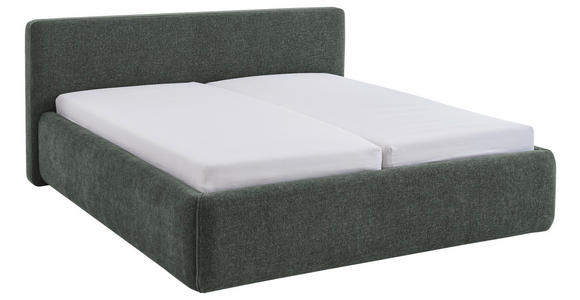 POLSTERBETT 180/200 cm,  in Grün, Bettkasten, Lattenroste,  - Birkefarben/Buchefarben, Design, Holz/Textil (180/200cm) - Xora