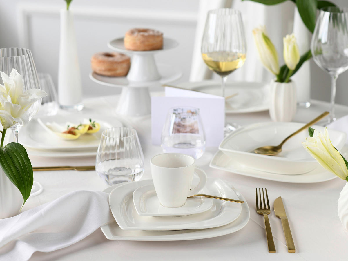 KOMBINOVANÁ SOUPRAVA, 30dílné, porcelán - bílá, keramika - Creatable