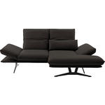 ECKSOFA  in Echtleder Graubraun  210/130 cm  - Graubraun/Schwarz, Design, Leder/Metall (210/130cm) - Dieter Knoll