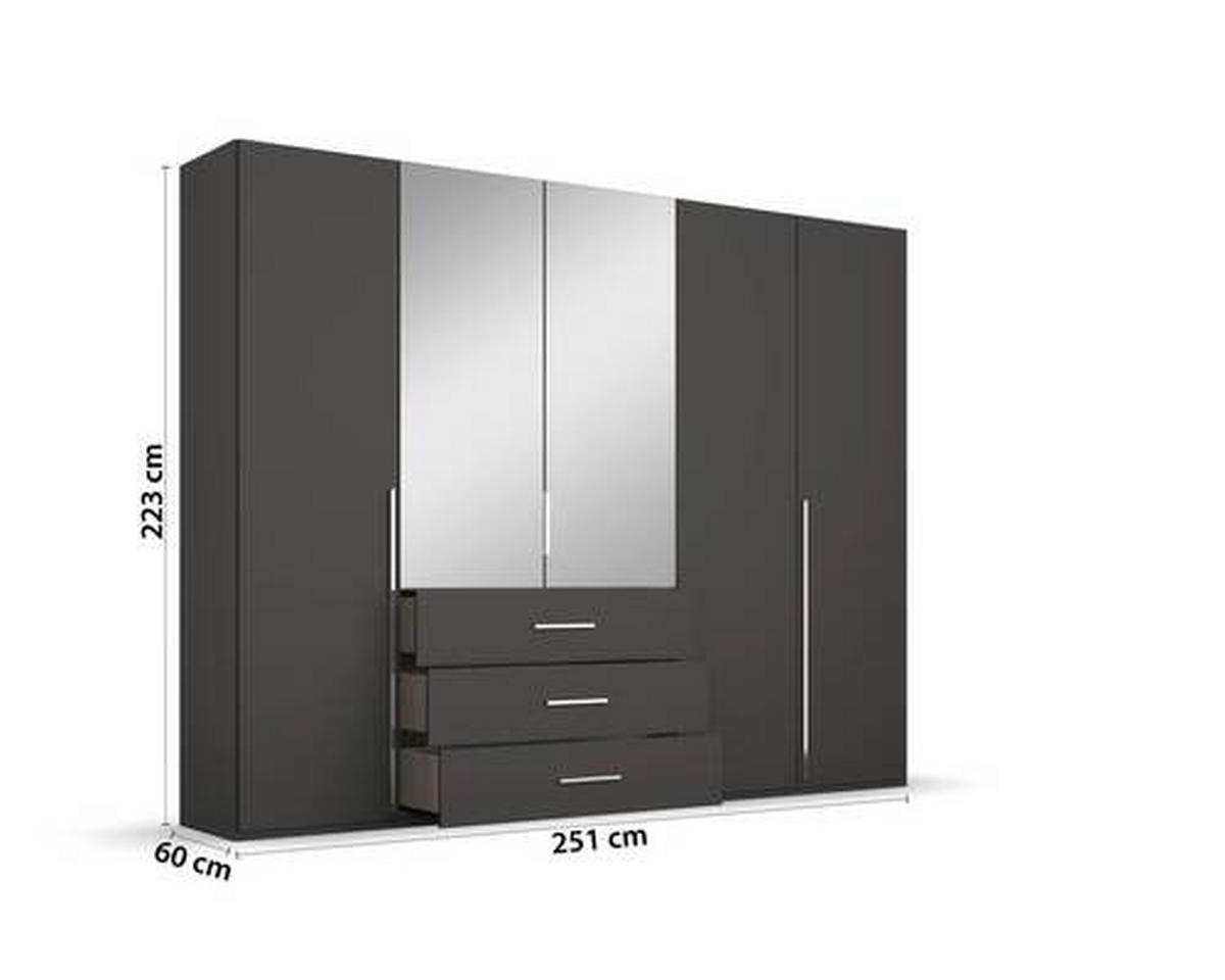 DREHTÜRENSCHRANK in Graphitfarben  - Chromfarben/Graphitfarben, Design, Glas/Holzwerkstoff (251/223/60cm) - home24