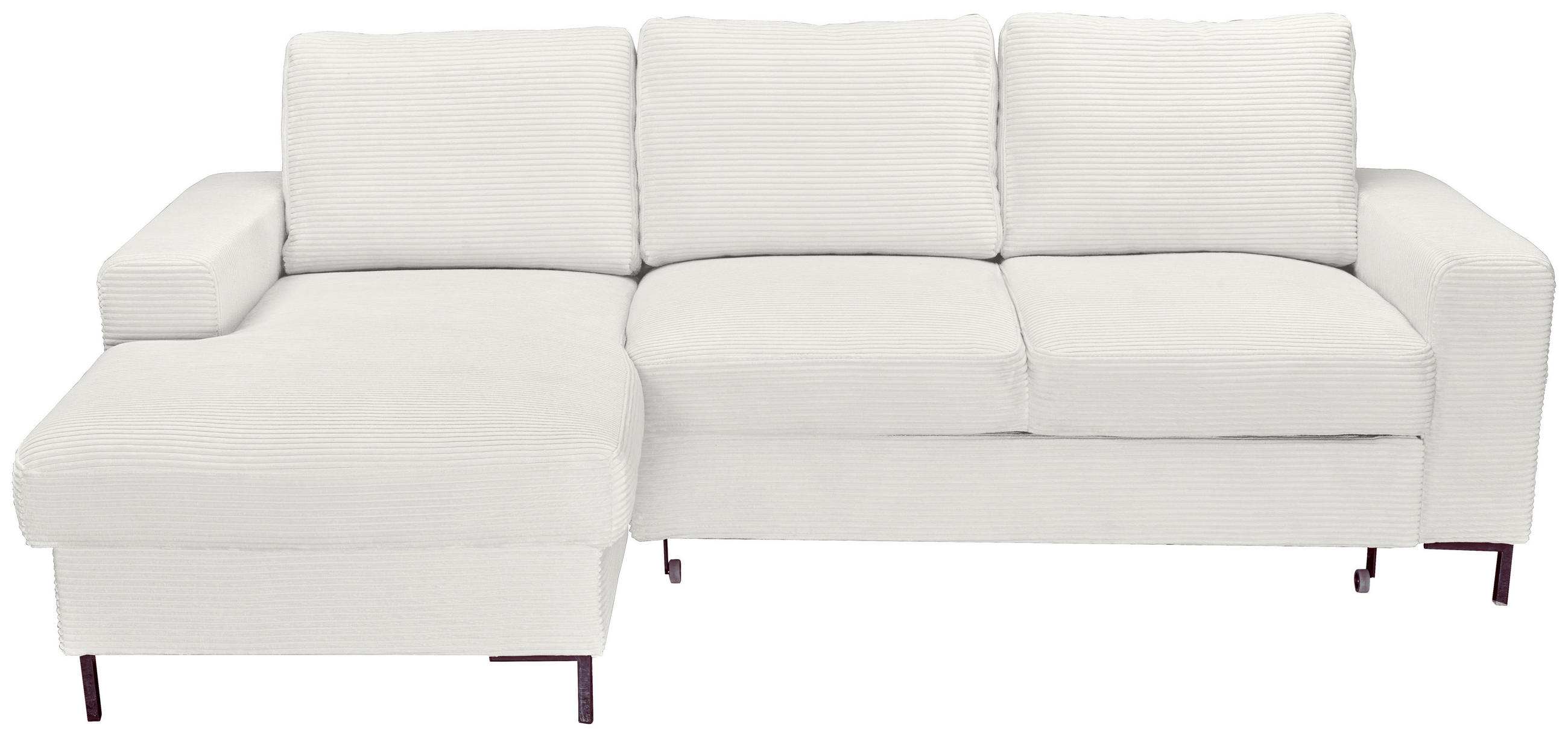 ECKSOFA Creme Cord  - Creme/Schwarz, KONVENTIONELL, Textil/Metall (150/240cm) - Carryhome