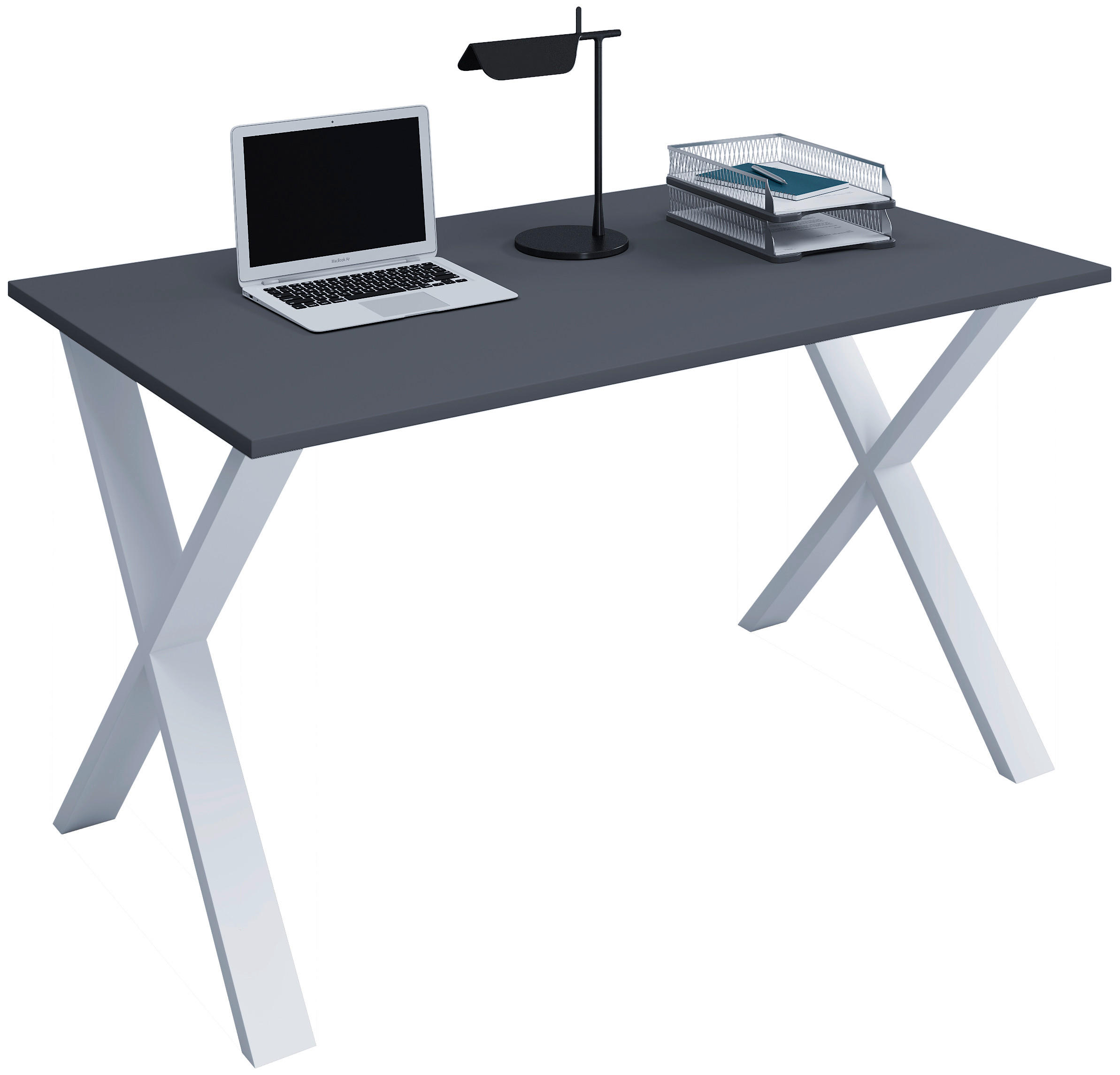 SCHREIBTISCH 140/80/76 cm Anthrazit, Silberfarben  - Anthrazit/Silberfarben, Design, Holzwerkstoff/Metall (140/80/76cm) - MID.YOU