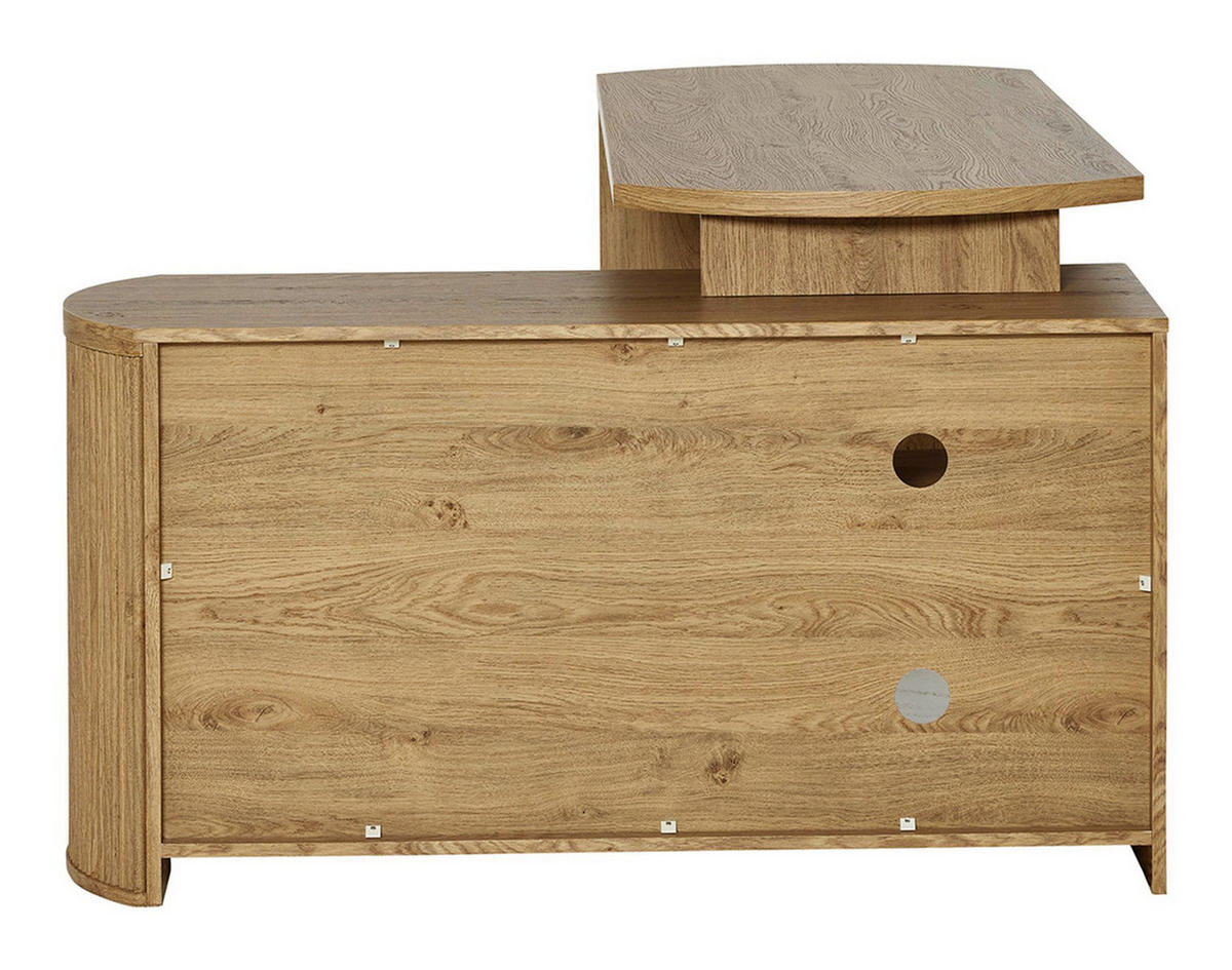 ECKSCHREIBTISCH 150/120/75 cm Eichefarben Kabeldurchlass, Stauraum, seitenverkehrt montierbar  - Eichefarben/Silberfarben, MODERN, Holzwerkstoff/Metall (150/120/75cm)