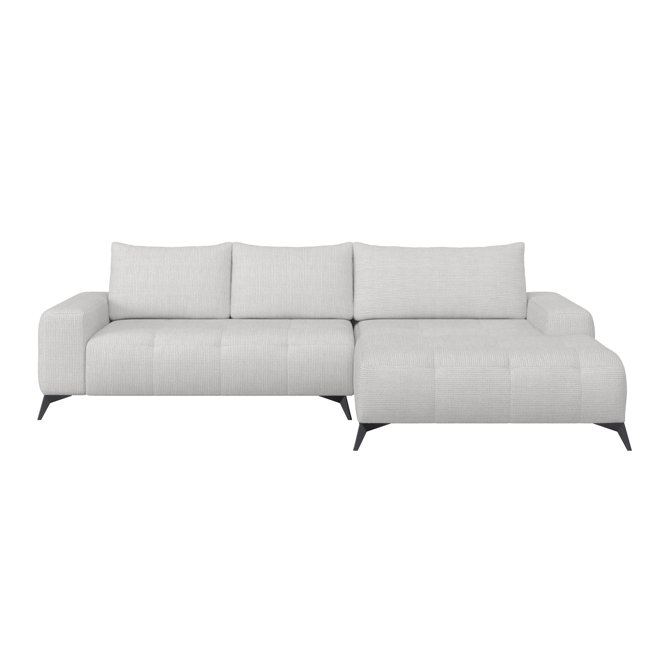 ECKSOFA MAURO Creme Flachgewebe  - Creme/Schwarz, Trend, Textil/Metall (290/175cm) - MID.YOU