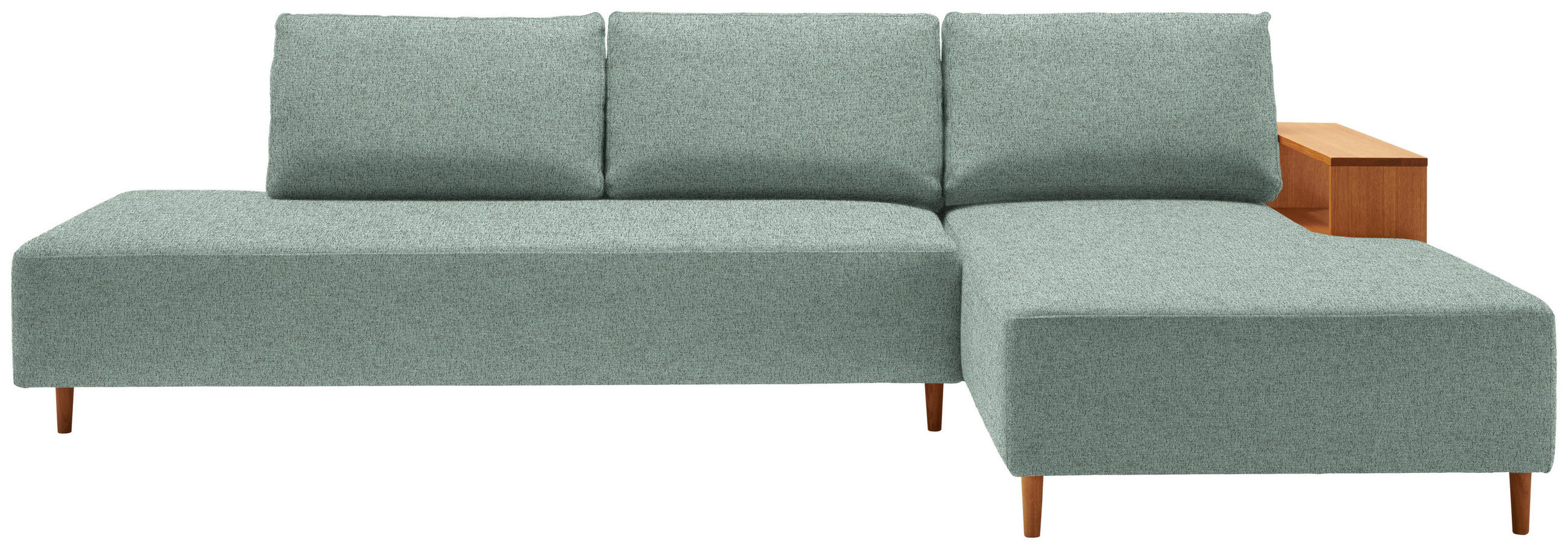 ECKSOFA in Flachgewebe Mintgrün  - Eichefarben/Mintgrün, Design, Holz/Textil (307/190cm) - Joka