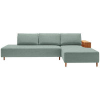 ECKSOFA in Flachgewebe Mintgrün  - Eichefarben/Mintgrün, Design, Holz/Textil (307/190cm) - Joka