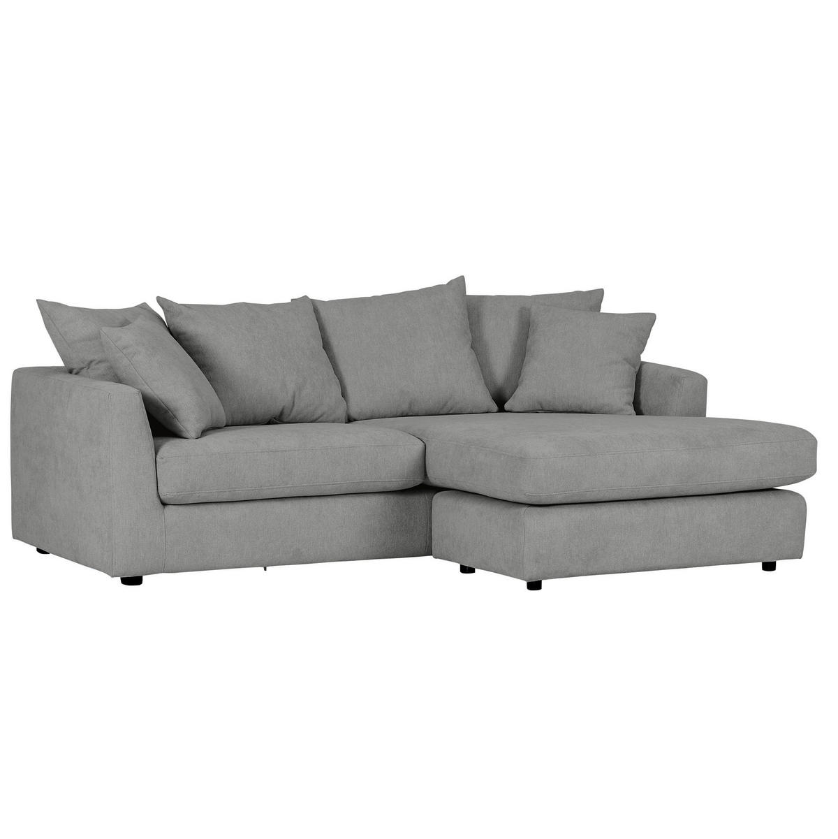 ECKSOFA in Flachgewebe Grau  - Schwarz/Grau, Design, Kunststoff/Textil (235/175cm) - home24