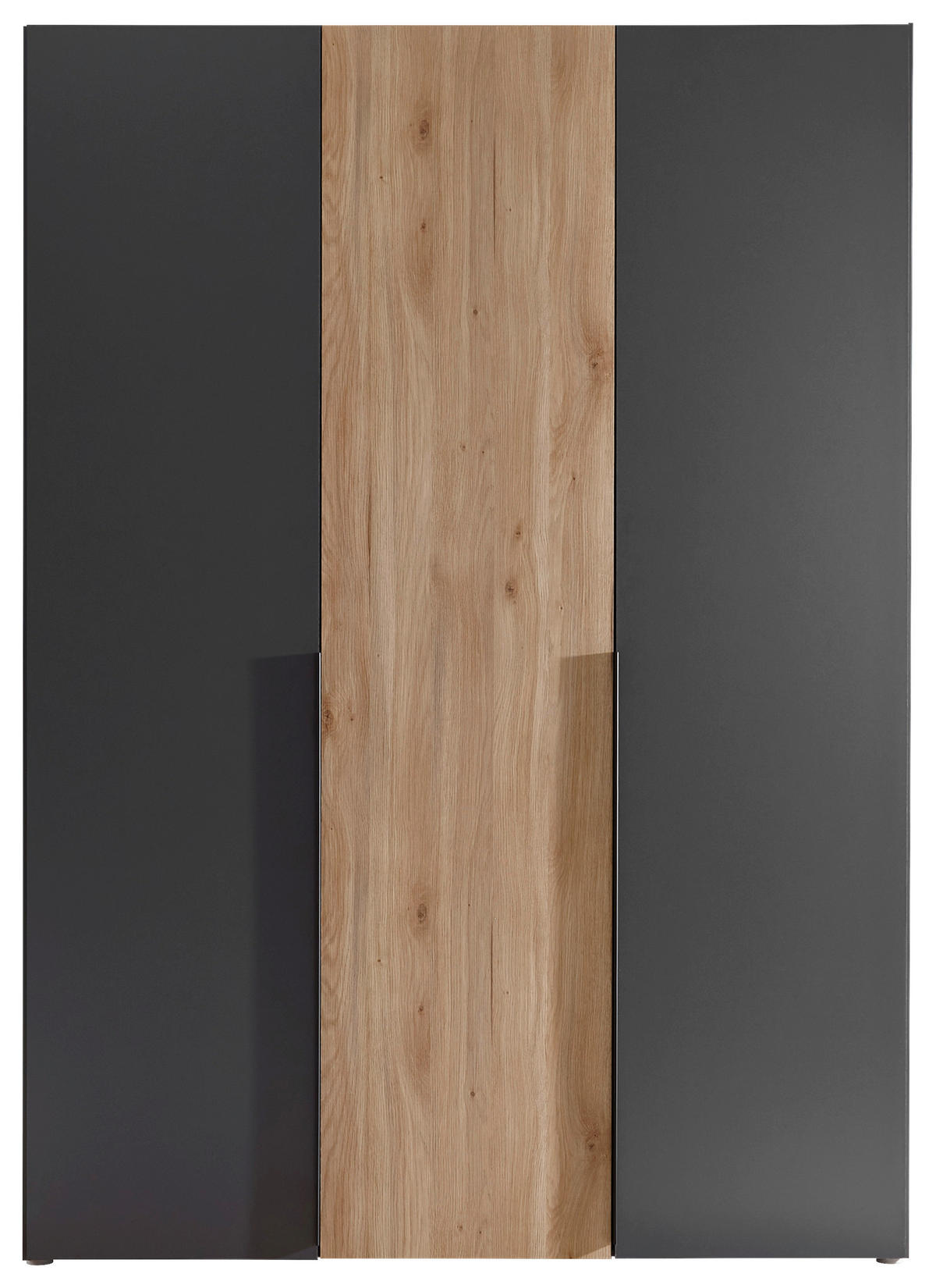 OMARA ZA OBLAČILA, barve grafita, barve hrasta  - črna/barve hrasta, Konvencionalno, umetna masa/leseni material (150/210/53cm) - Carryhome