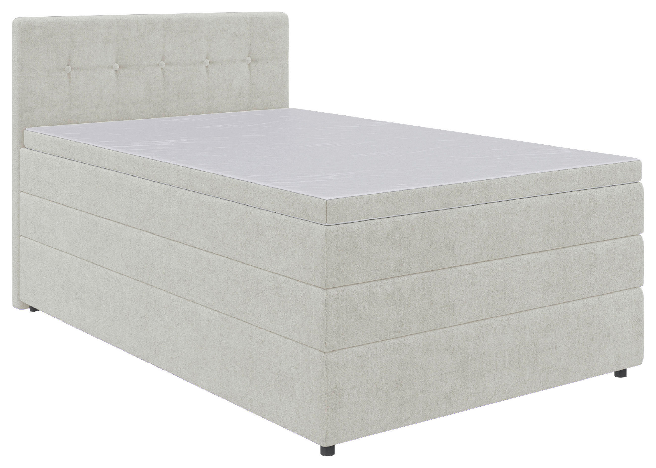 BOXSPRINGBETT 120/200 cm,  in Creme, Matratze, Bettkasten, Topper, H3 = fest  - Creme/Schwarz, KONVENTIONELL, Kunststoff/Textil (120/200cm) - Boxxx