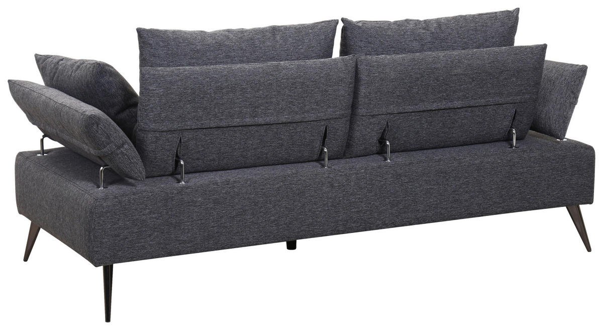 KANAPÉÁGY textil sötétszürke  - fekete/sötétszürke, Design, textil/fém (207/85/90cm) - Livetastic