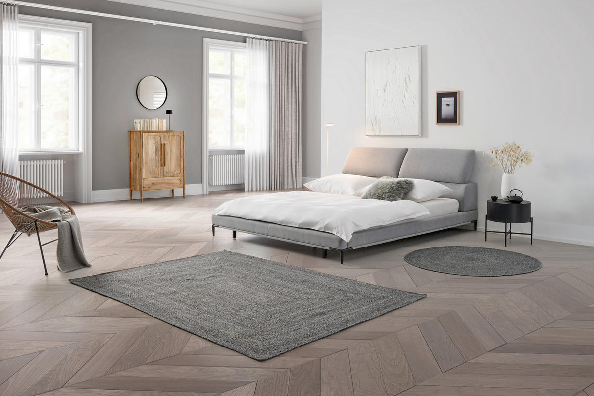 POLSTERBETT 180/200 cm  in Grau  - Schwarz/Grau, Modern, Holz/Textil (180/200cm) - Livetastic