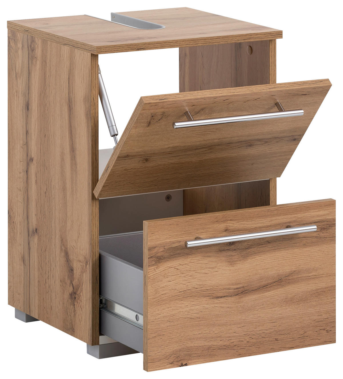 WASCHBECKENUNTERSCHRANK 40,2/59,1/35 cm  - Chromfarben/Eichefarben, KONVENTIONELL, Holzwerkstoff/Metall (40,2/59,1/35cm) - MID.YOU