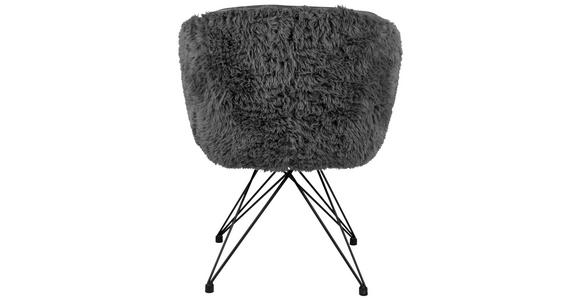 ARMLEHNSTUHL  in Eisen Hochflor Echtleder pigmentiert  - Anthrazit/Schwarz, Design, Leder/Holz (59,5/83,5/63,5cm) - Belluti