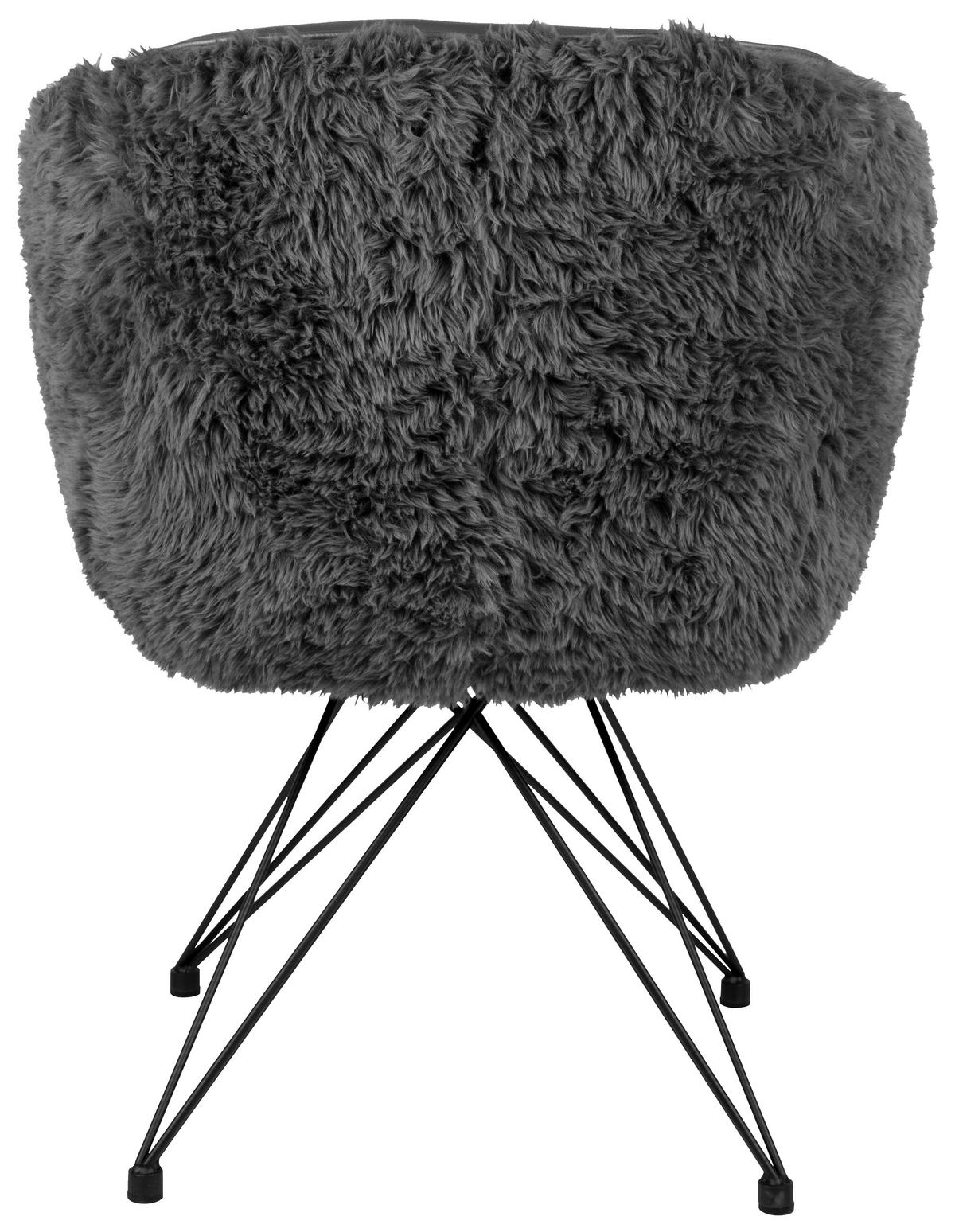 ARMLEHNSTUHL  in Eisen Hochflor Echtleder pigmentiert  - Anthrazit/Schwarz, Design, Leder/Holz (59,5/83,5/63,5cm) - Emilio Belluti