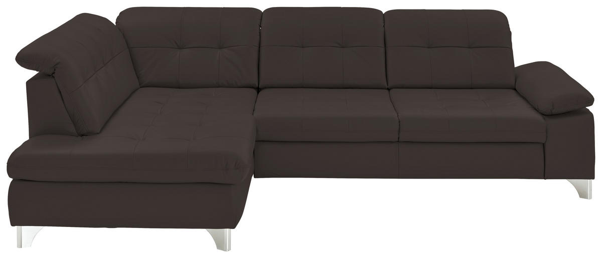 ECKSOFA Echtleder Dunkelbraun  - Dunkelbraun, Basics, Leder/Metall (211/309cm) - Beldomo Speed