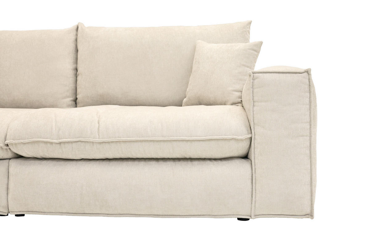 BIGSOFA Chenille Creme  - Creme/Schwarz, MODERN, Kunststoff/Textil (255/76/117cm) - Milino