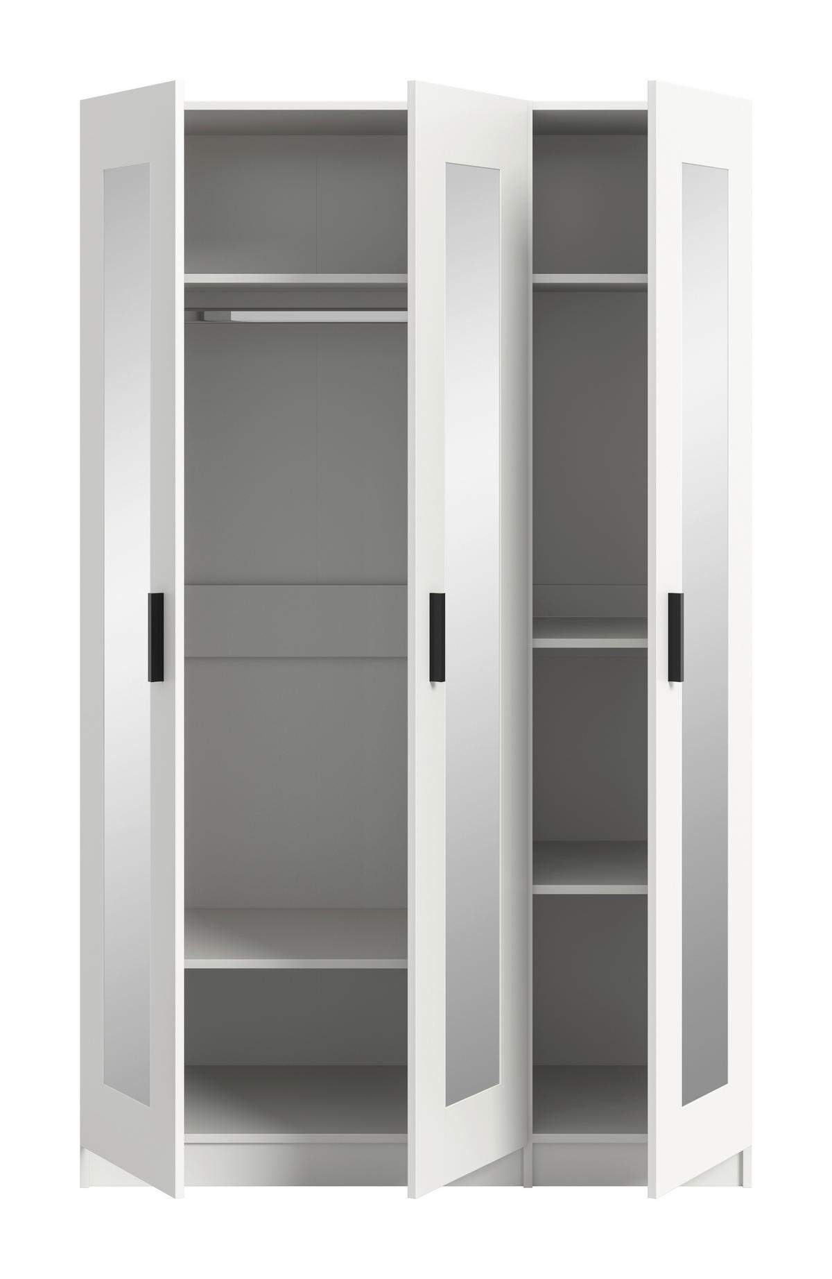 DREHTÜRENSCHRANK 120/195/56 cm,  in Weiß, 3 Tür(en)-türig  - Schwarz/Weiß, ROMANTIK / LANDHAUS, Holzwerkstoff/Kunststoff (120/195/56cm) - Livetastic